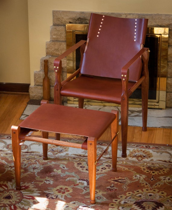 Rookhee Chair and matching ottoman by BespokeWoodWorks on Etsy