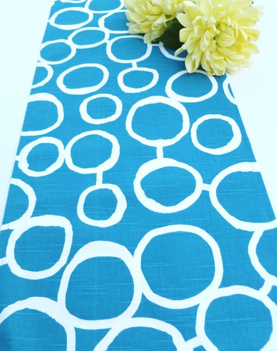 Items similar to bluegreen table runner, turquoise table runner, modern
