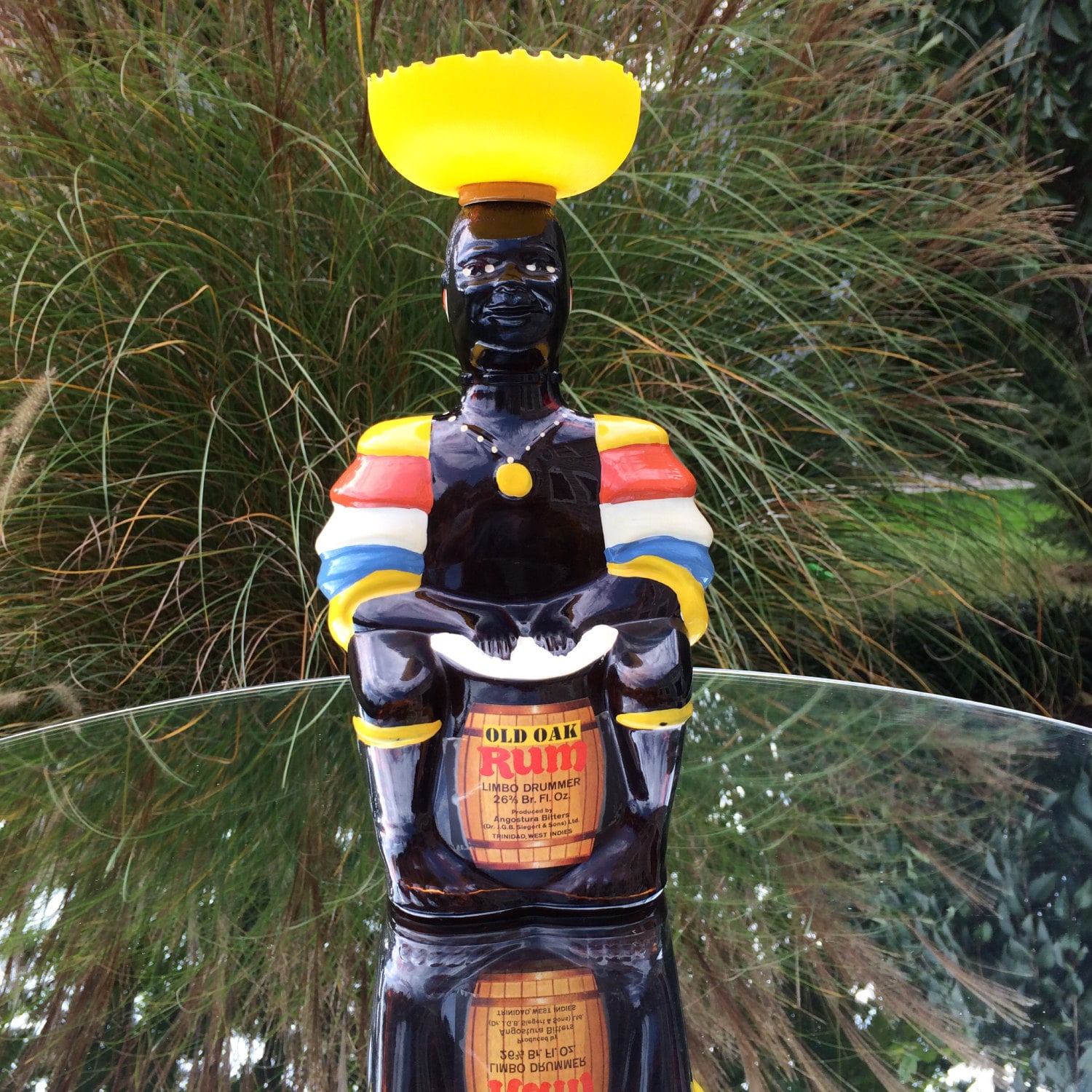 Vintage Novelty Liquor Decanter. Old Oak Rum Limbo Drummer Bottle. Bar