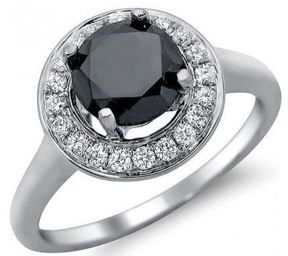 00 ct Black Diamond Solitaire ring mounting with White Diamonds in ...