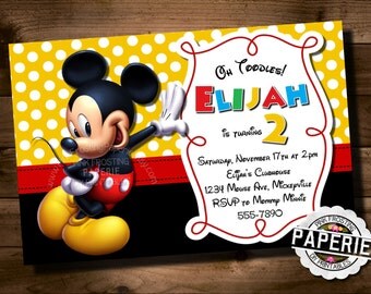 MICKEY MOUSE Birthday Invitation, Mickey Mouse Clubhouse Invite, Mickey Mouse Invitation, Personalized, Printable, Pink Frosting Paperie