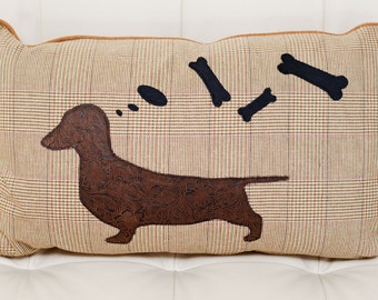 dachshund lumbar pillow