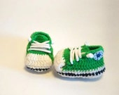 Crochet babyshoes / Converse green baby shoes / Handmade / Ready to Ship