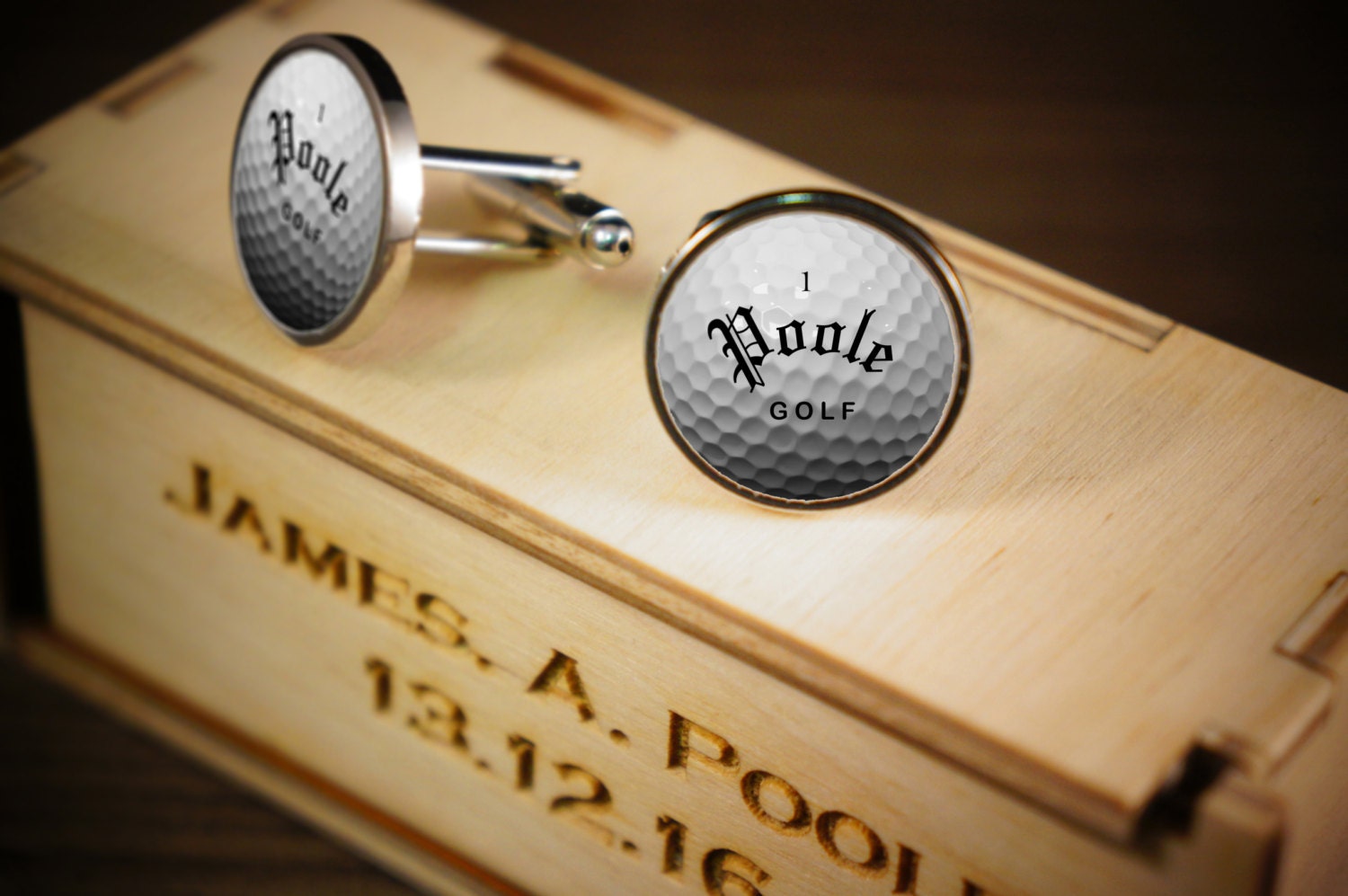 Personalised Golf Ball cufflinks Golf theme with by YBCMDesigns