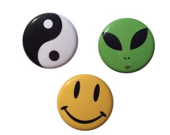 90's Alien Yin Yang Smiley Face Pin Pack
