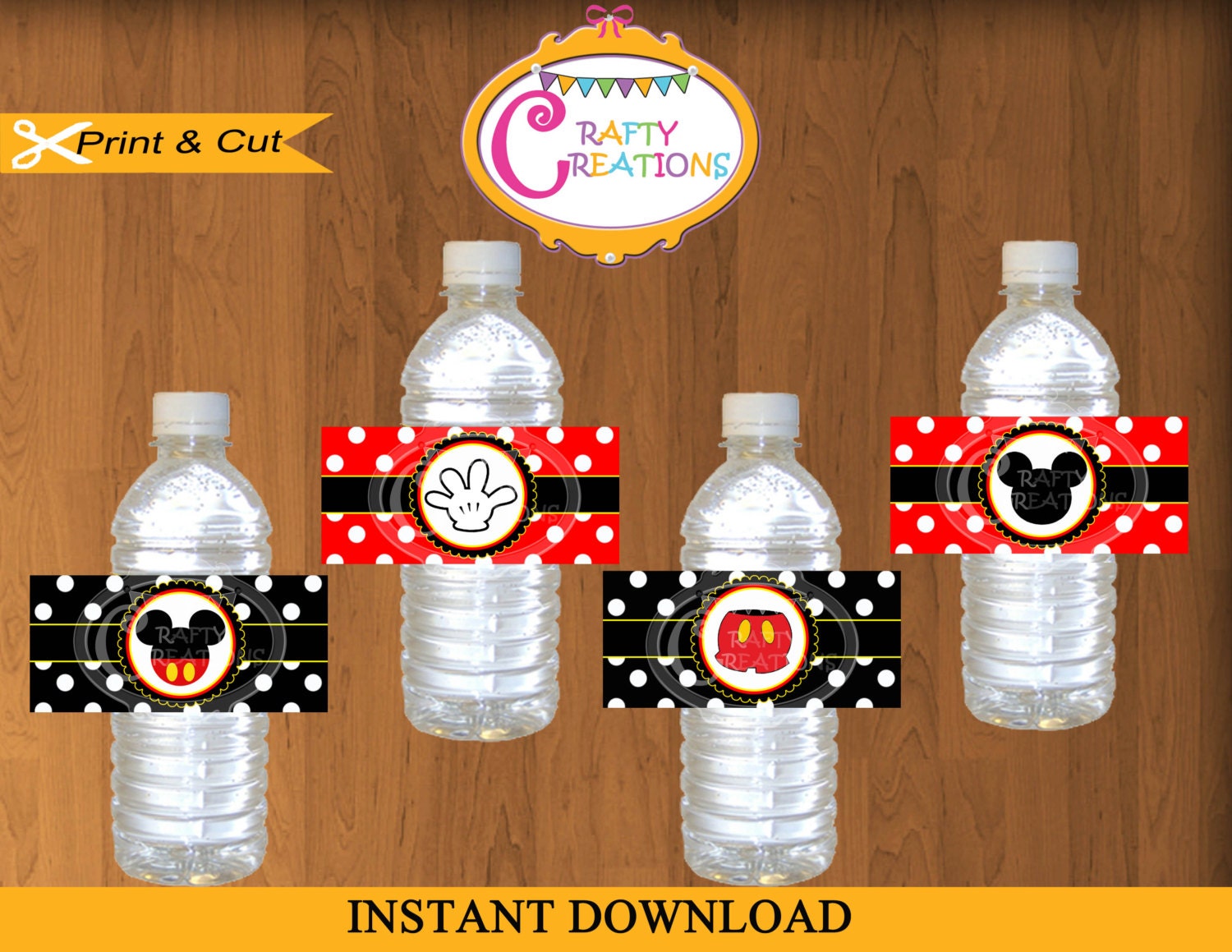 Mickey Mouse Inspired Water Bottle Labels Printable Mickey