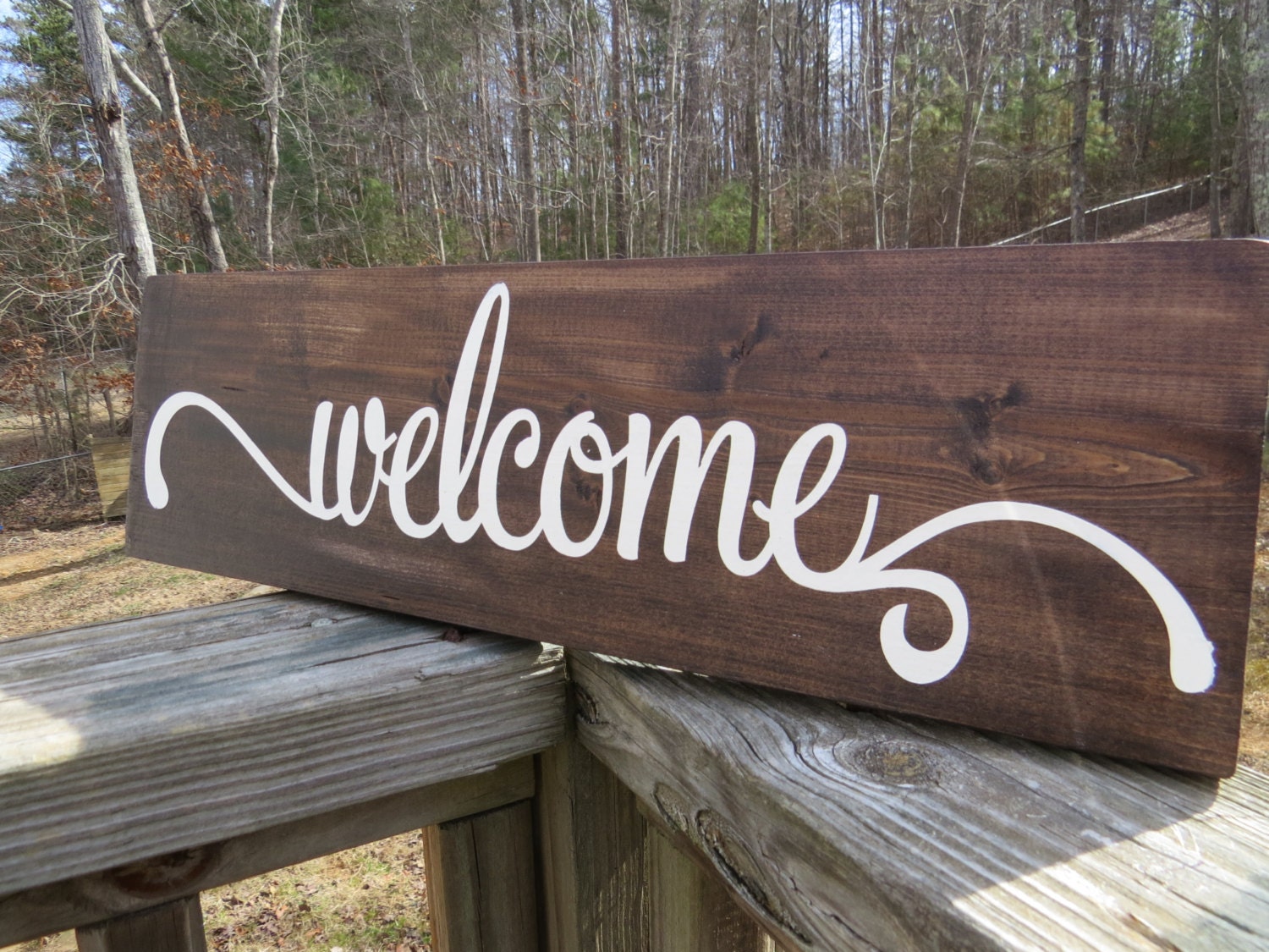 Welcome sign Stained wood Rustic House by SouthernMadebyCassie