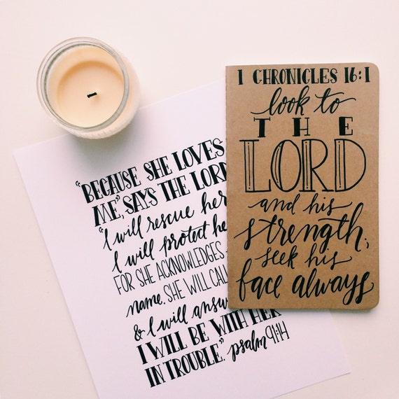 Hand lettered scripture print bible verse art psalm 91