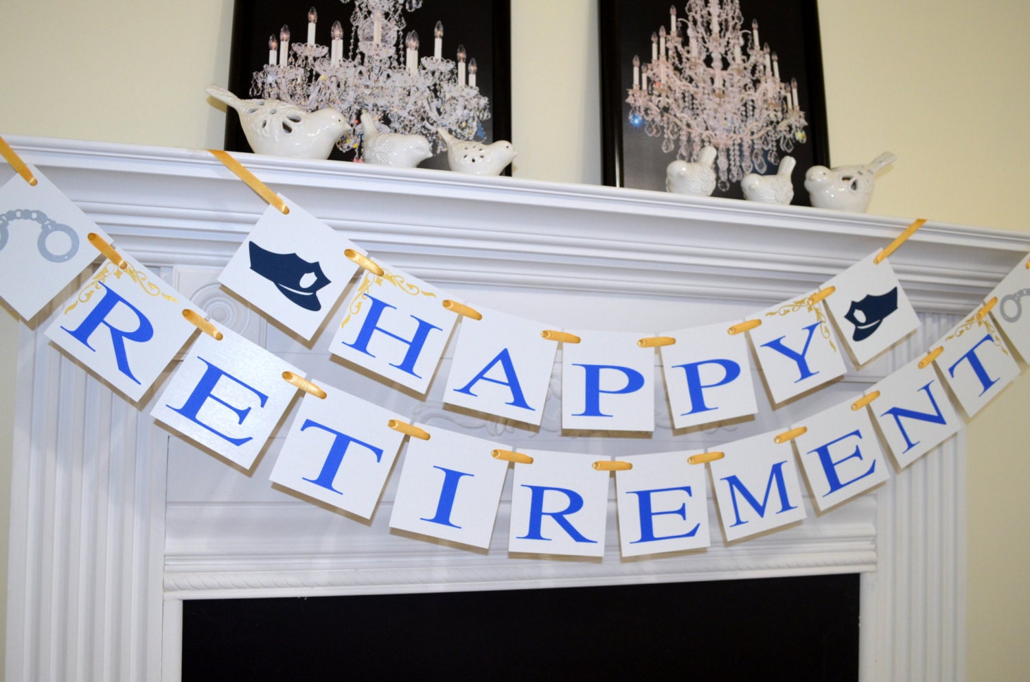 Police Officer Retirement Banner Police cap handcuff