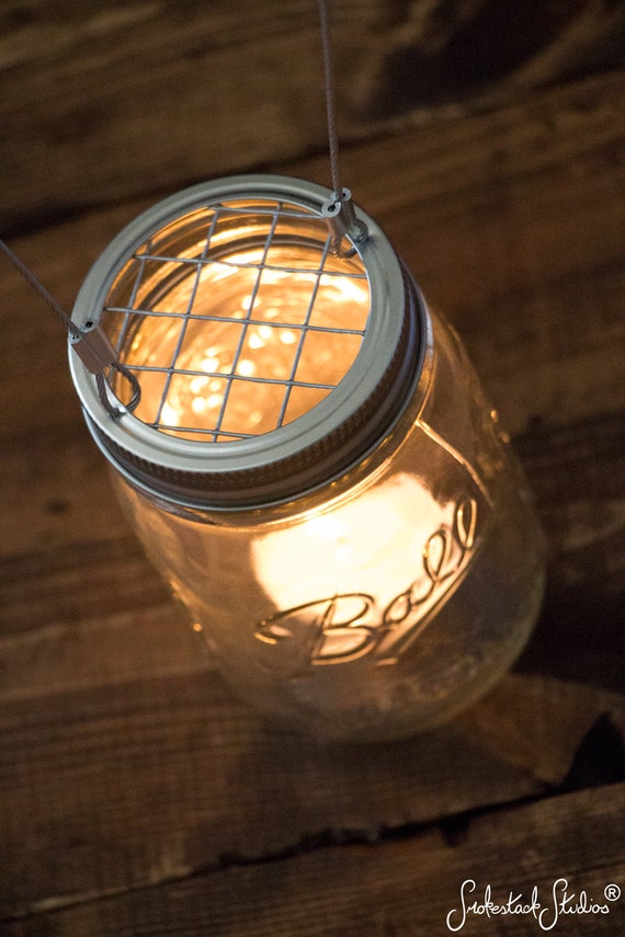 Set of 20 Hanging Mason Jar Candle Holders Wire Hangers Rustic