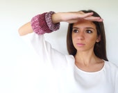 Brown & pink cuff bracelets. Knit statement bracelets. Cotton knitted bracelets. Modern knitted jewelry. Gift idea for her Brown & pink cuff bracelets. Knit statement bracelets. Cotton knitted bracelets. Modern knitted jewelry. Gift idea for her