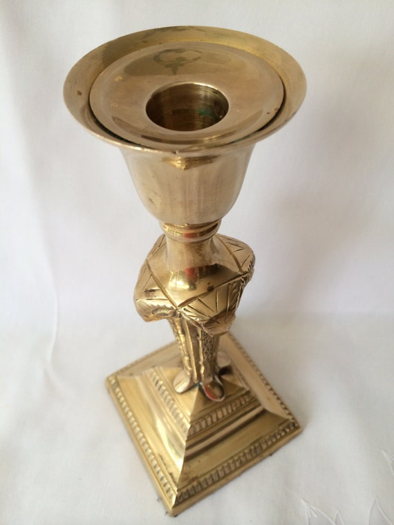 Ram Candle Holder Brass Rams head Hollywood Regency by DotnBettys