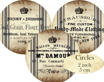Grainsack French Logo Circles 2 inch Instant Download digital collage sheet apartement meubles sewing C270