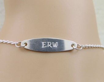 Sterling silver initial bracelet, monogrammed bracelet, personalized bridesmaid gift, ID bracelet, personalized bracelet, dainty bracelet
