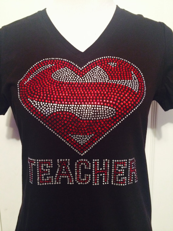 Super Teacher Rhinestone T Shirt By Twistofbling On Etsy