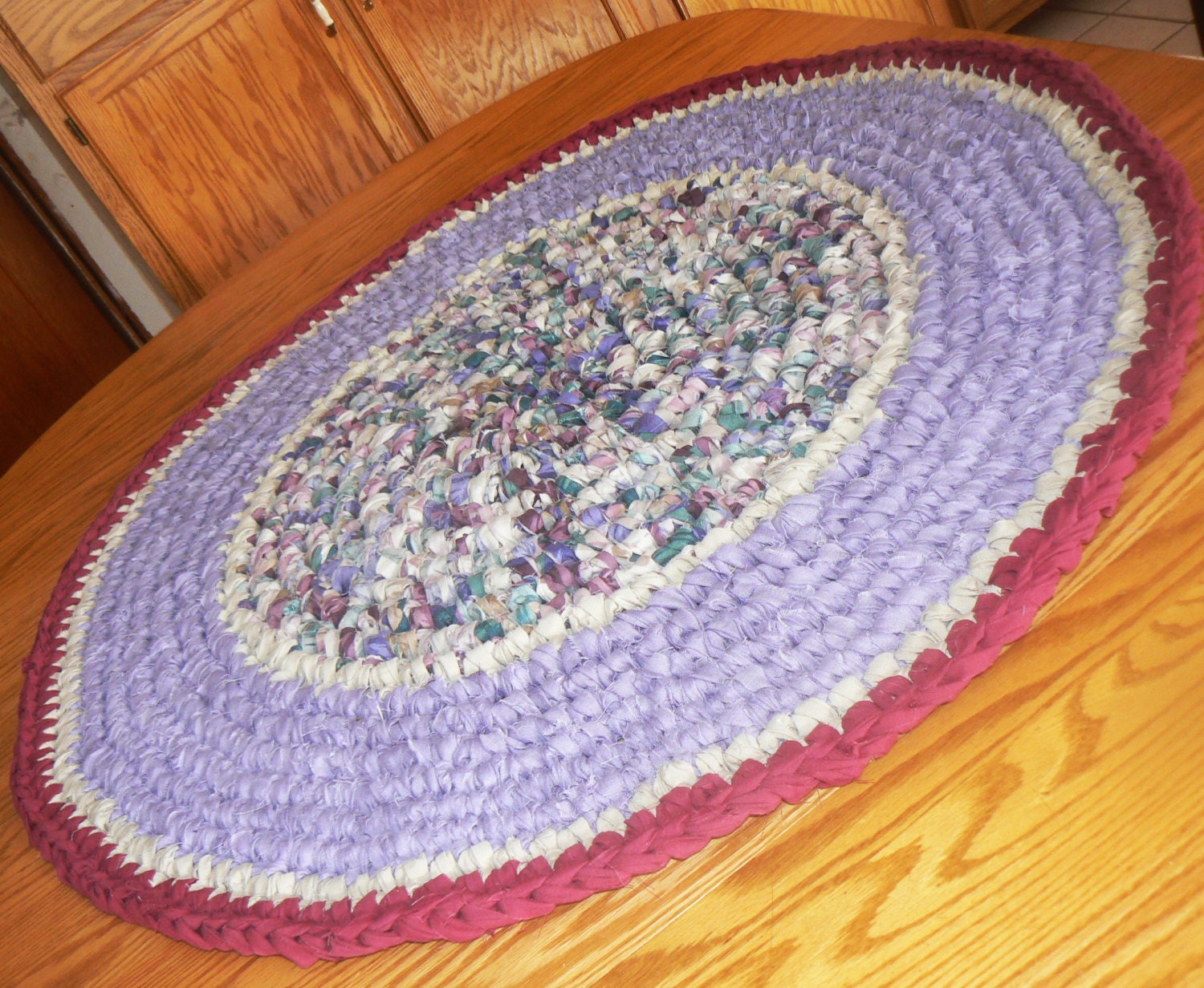 36 Diameter Rag Rug Dog Bed Accent Rug Musty Lavender