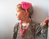 Pink Baby Doll crocheted necklace   with beads and candy / soft filler beads /Teething Necklace/ eco-friendly