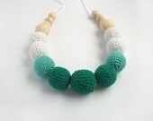 Gradient Green Breastfeeding Necklace /Yoga for children's fingers /Crochet Necklace /  Nursing / Eco-friendly jewellry