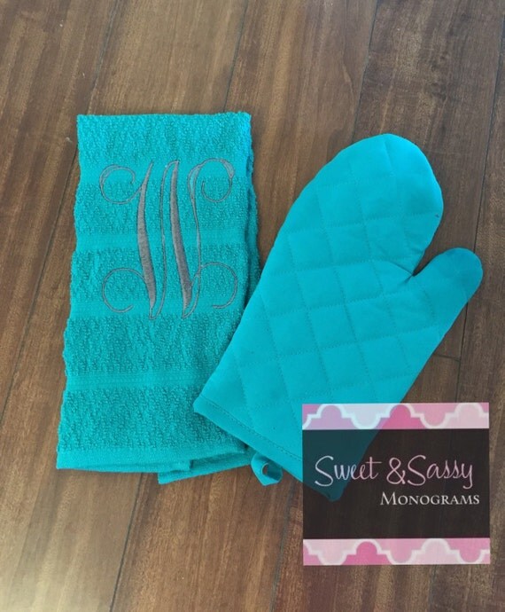 Monogrammed Kitchen Towel and Oven Mitt Kitchen Towels