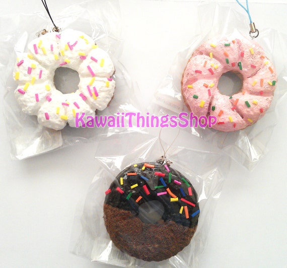 3 Homemade Donut Squishies by Kawaiithingsshop on Etsy