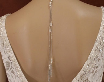 Necklace scarf tie wedding necklace , long necklace evening wedding jewelry back Sautoir écharpe à nouer collier long bijou de dos