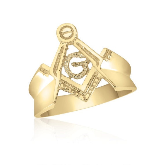10K Yellow Gold Masonic Ring by IceGoldJewellery on Etsy