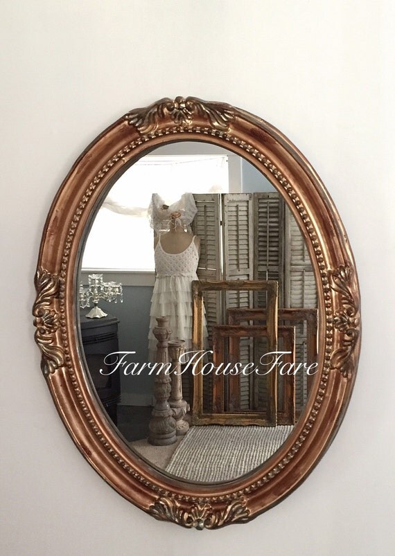 Large Gold Oval Mirror Baroque Ornate French by FarmHouseFare