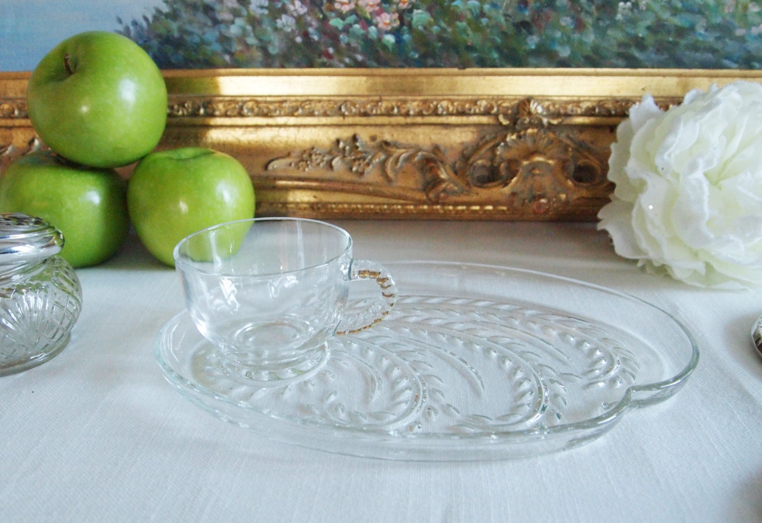 Vintage Federal Glass Snack Plate Set