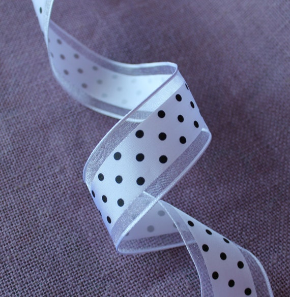 black and white polka dot wired ribbon 1 5 by black and white polka dot wired ribbon 1 5 by