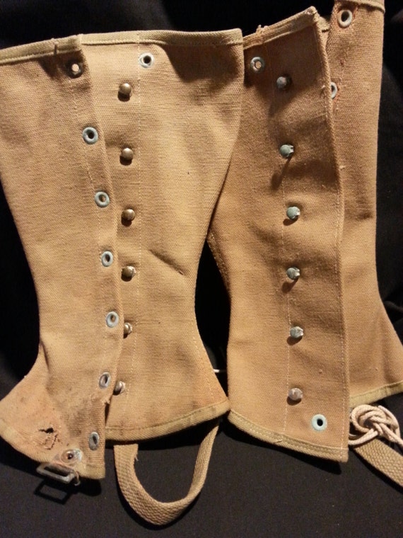 WWII US Military Gaiter Boot Covers Canvas Leggings Spats SIZE