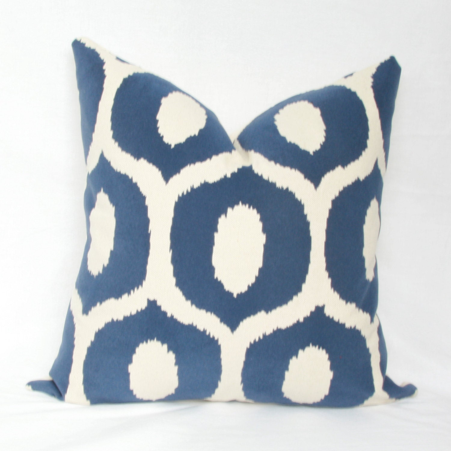 Navy & natural decorative throw pillow cover. 18 x