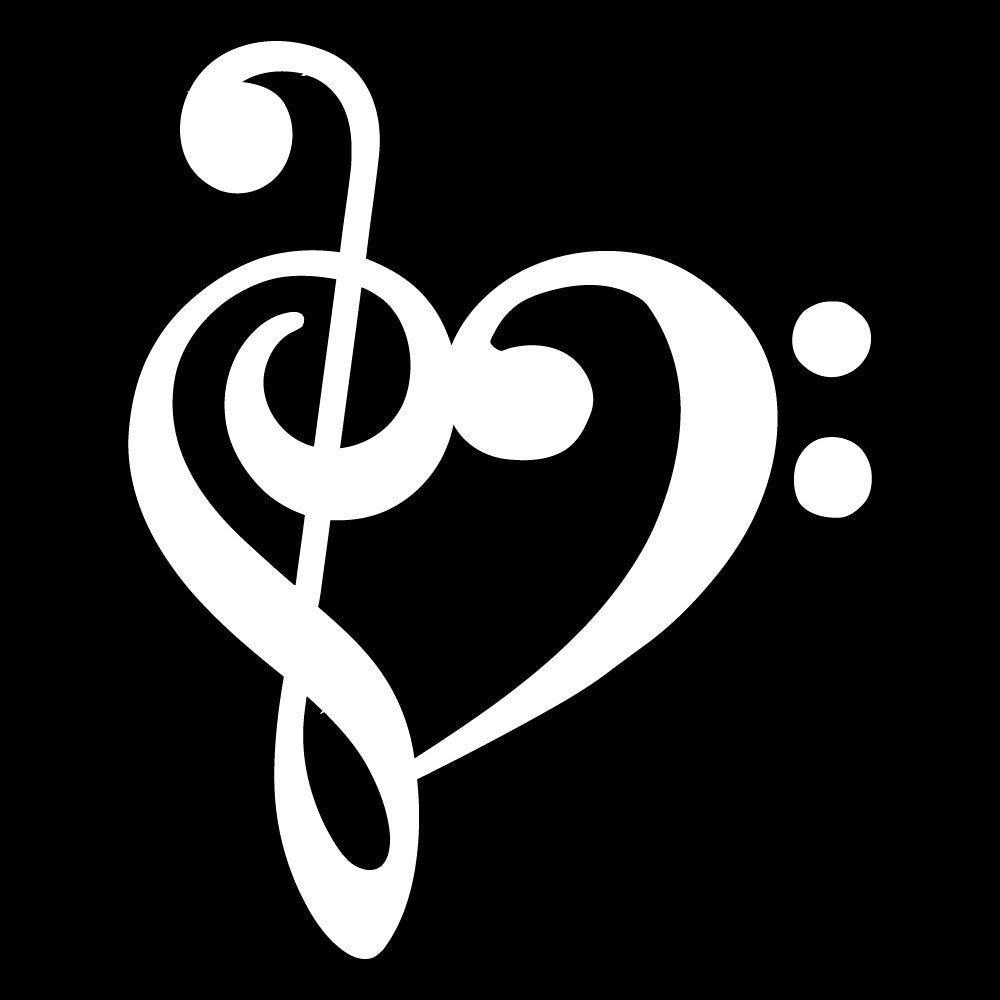 Treble And Bass Clef Heart Decal Sticker By Vaultvinylgraphics 