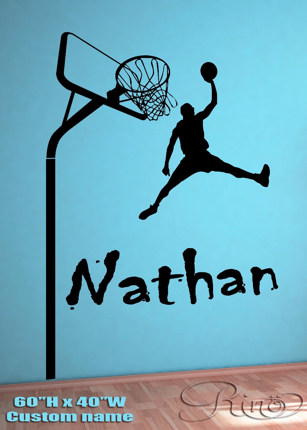 Basketball Player Wall art Custom Large choose ANY NAME Vinyl