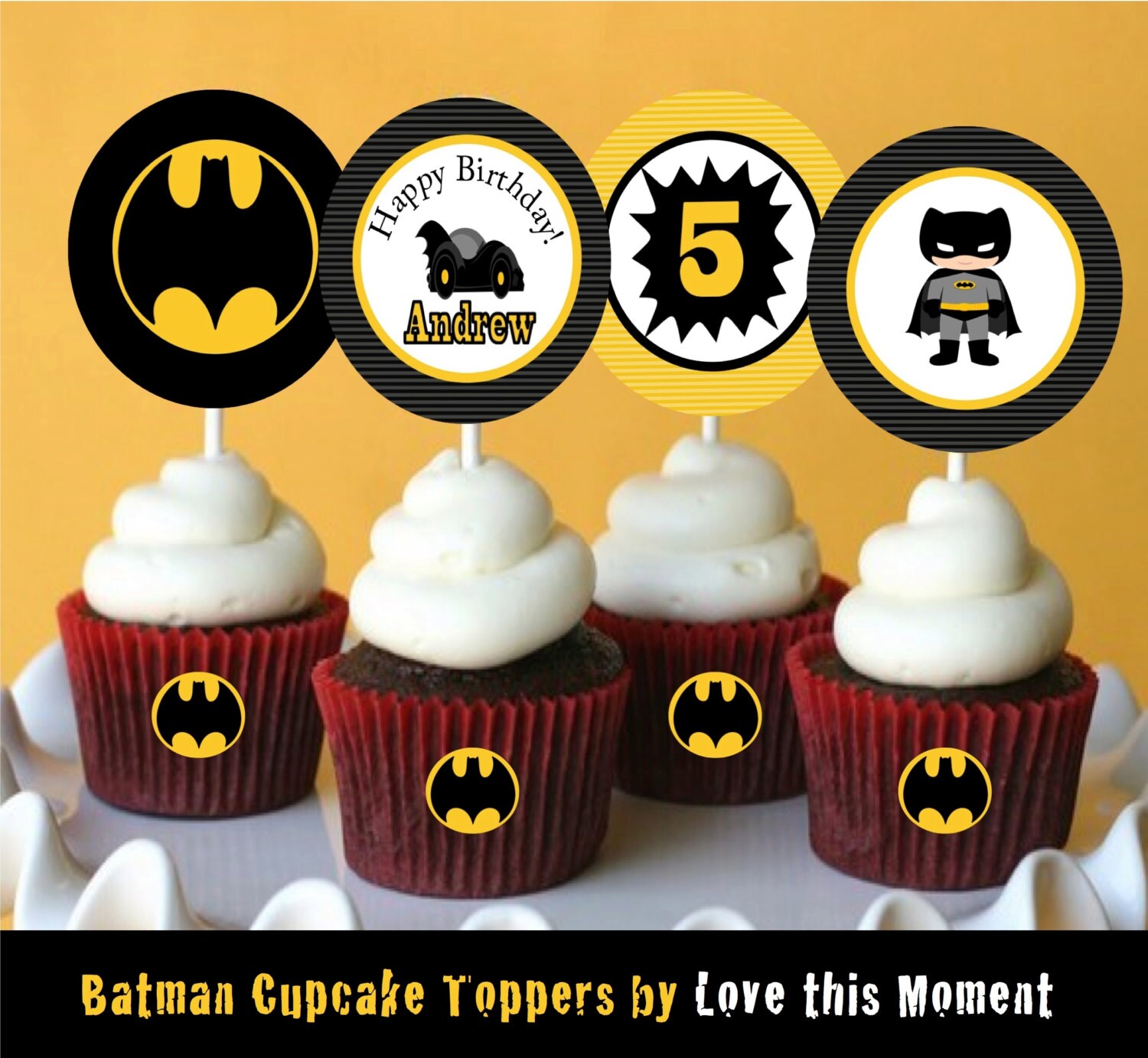 Batman Cupcake Toppers by Love this Moment