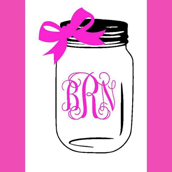 Mason jar monogram bow vinyl decal by paisleyjaydedesigns on etsy Mason jar monogram bow vinyl decal by paisleyjaydedesigns on etsy