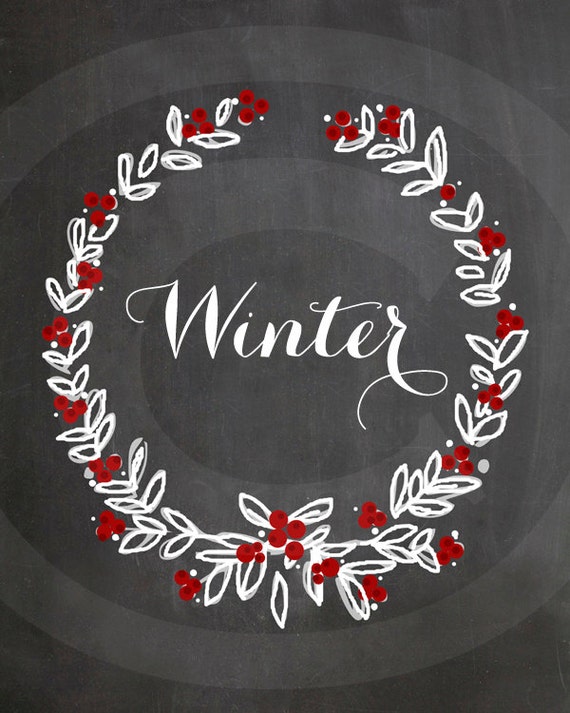 Items similar to Christmas Winter Wreath Chalkboard Art 8X10 Card PRINT Template COMMERCIAL