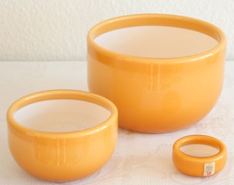 Vintage Kastrup Holmegaard PALET Caramel (Umbria) Bowl Set Glass MICHAEL BANG Danish Design Modern Denmark Artglass Handmade 1970s