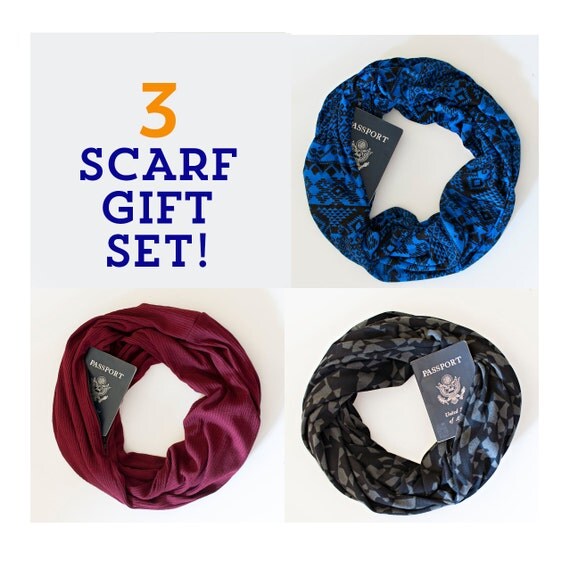 Ready To Ship!! >> Travel Scarf, Hidden pocket scarf, Bridesmaid gift