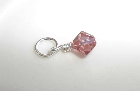 New Swarovski Color Blush Rose 6mm Bicone Crystal Handmade Charm