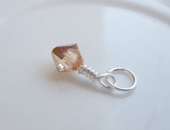 New Swarovski Color Crystal Metallic Sunshine Bicone Charm in Silver