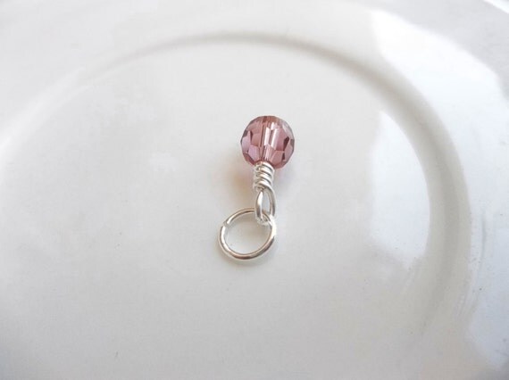 New Swarovski Blush Rose 6mm Round Crystal Handmade Charm