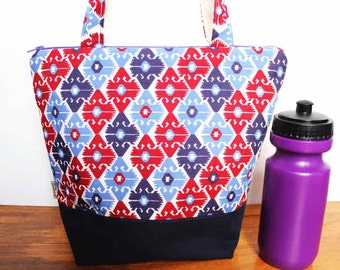 Insulated Lunch Bag / lunch Tote, Australian made, zipped, waterproof lining – Large, Diamond pattern