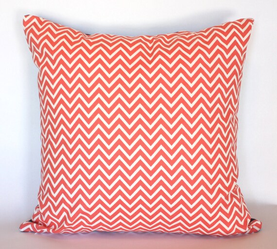 Coral Chevron Pillow Cover 24 x 24 Inch by SouthernWhimHome
