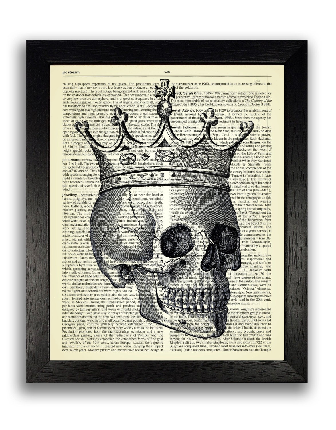 Skull in Crown Art Print Anatomical Room Decor Skeleton