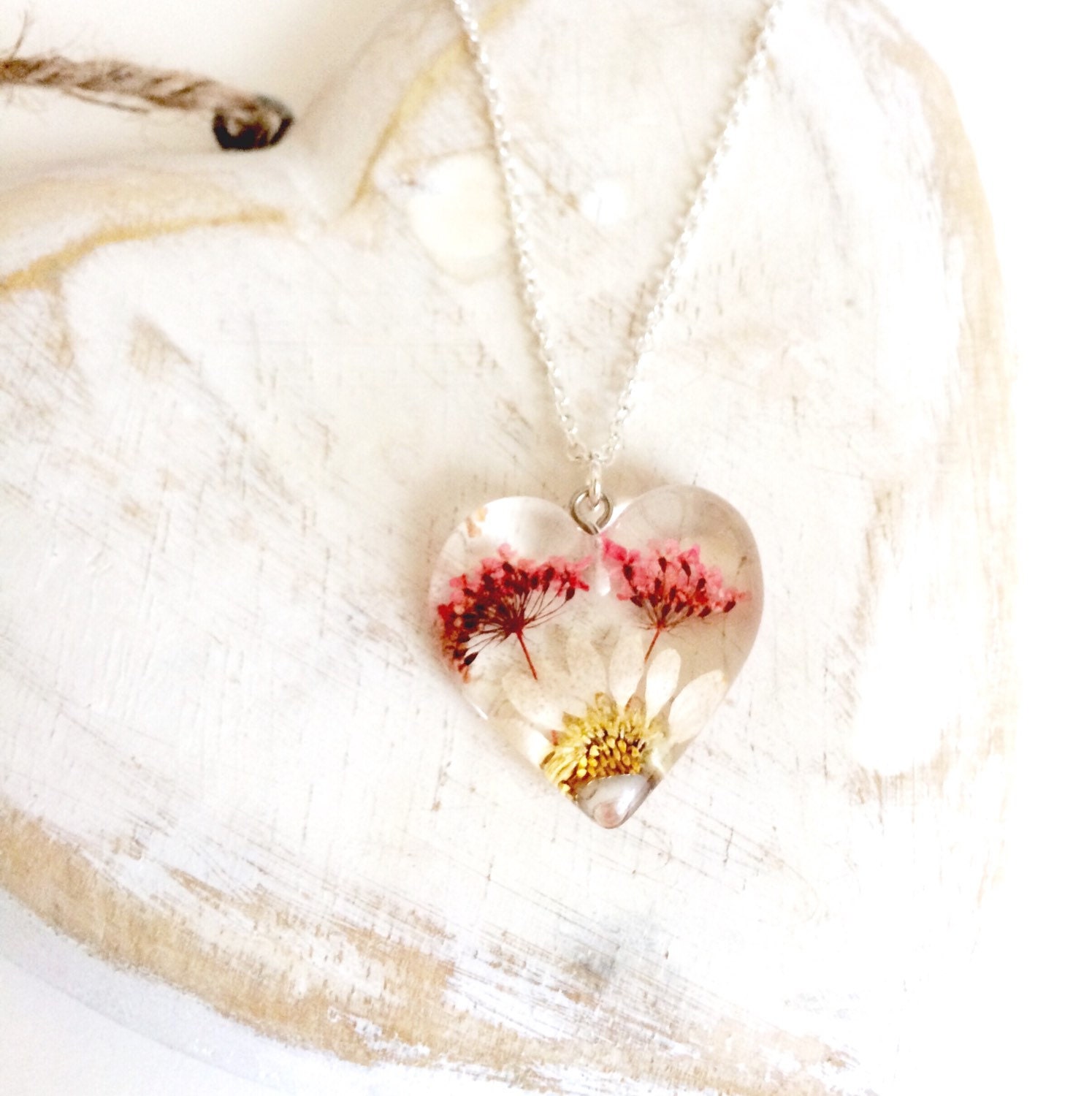 Pressed Flower Necklace by BlossomAndBronze on Etsy