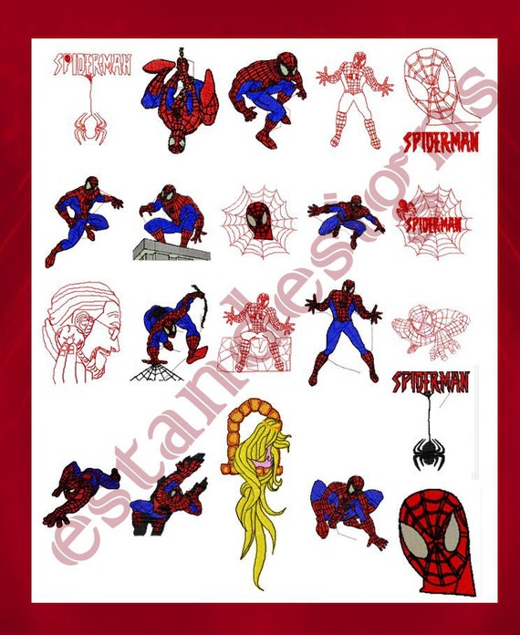 Spider man set machine embroidery designs instant by estanline Spider man set machine embroidery designs instant by estanline