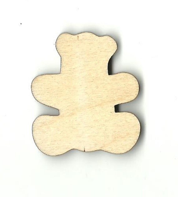 Teddy Bear Laser Cut Out Unfinished Wood Shape Craft Supply