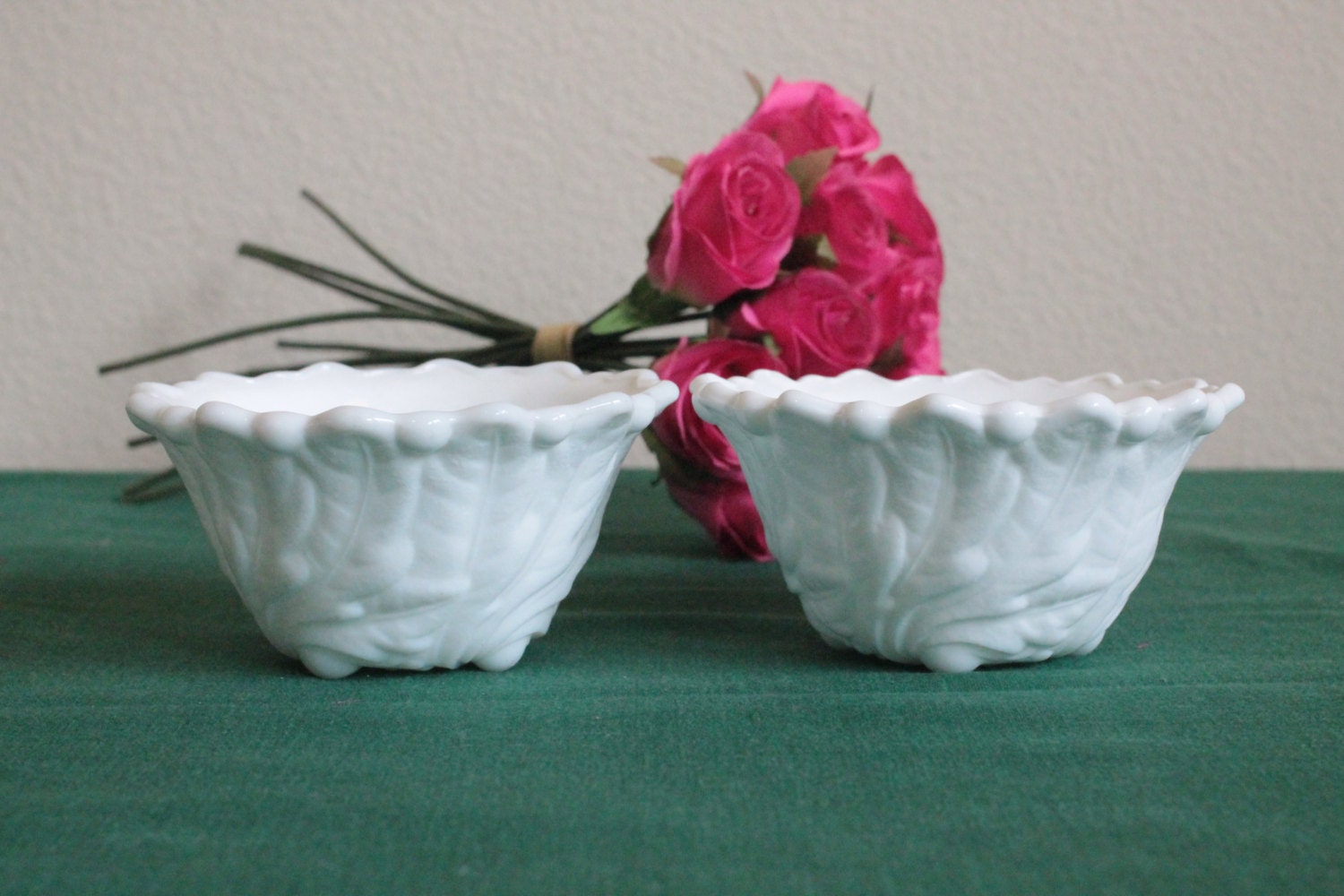 Wild Rose Milk Glass Small Serving Bowls Set Of Two 1721