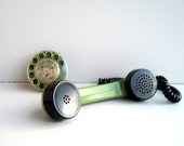 Vintage telephone dial and green handle, Phone dial with Mechanism, steampunk robot parts
