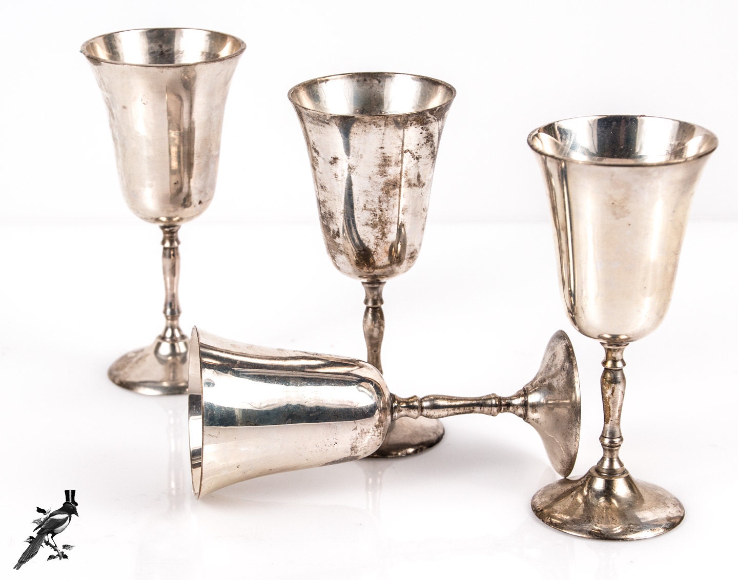 Vintage Silverplate/Silver Plate Wine Goblets Set of 4